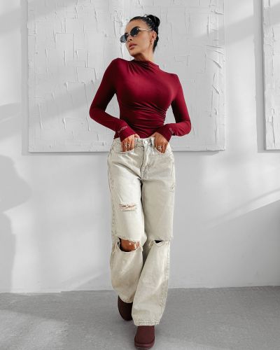 Bluzka damska OLAVOGA NERELIA 2025 burgund - FashionPlace - 3