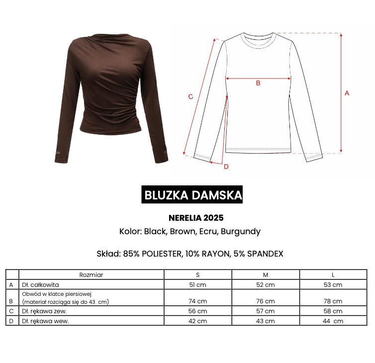 Bluzka damska OLAVOGA NERELIA 2025 burgund