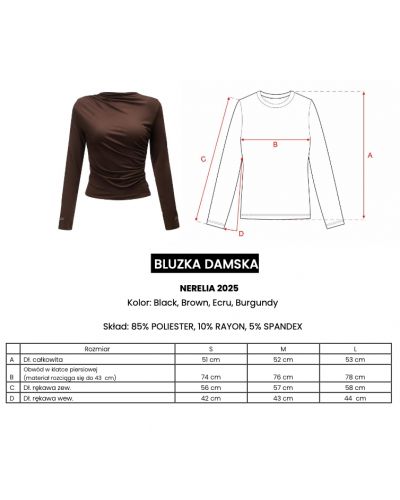 Bluzka damska OLAVOGA NERELIA 2025 brąz - FashionPlace - 7
