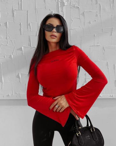 Bluzka damska OLAVOGA LOTUS 2025 czerwień - FashionPlace - 2