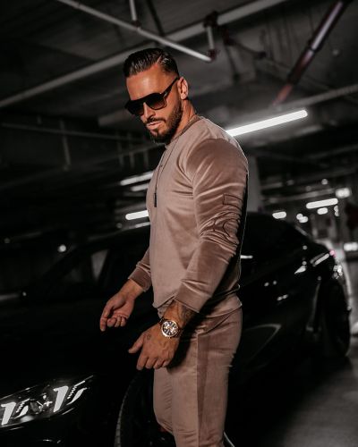 Komplet męski OLAVOGA VELVET ASH MEN 2025 latte - FashionPlace - 2