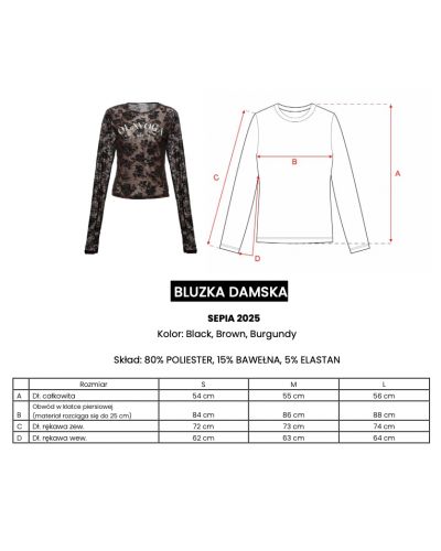 Bluzka damska OLAVOGA SEPIA 2025 burgund - FashionPlace - 6