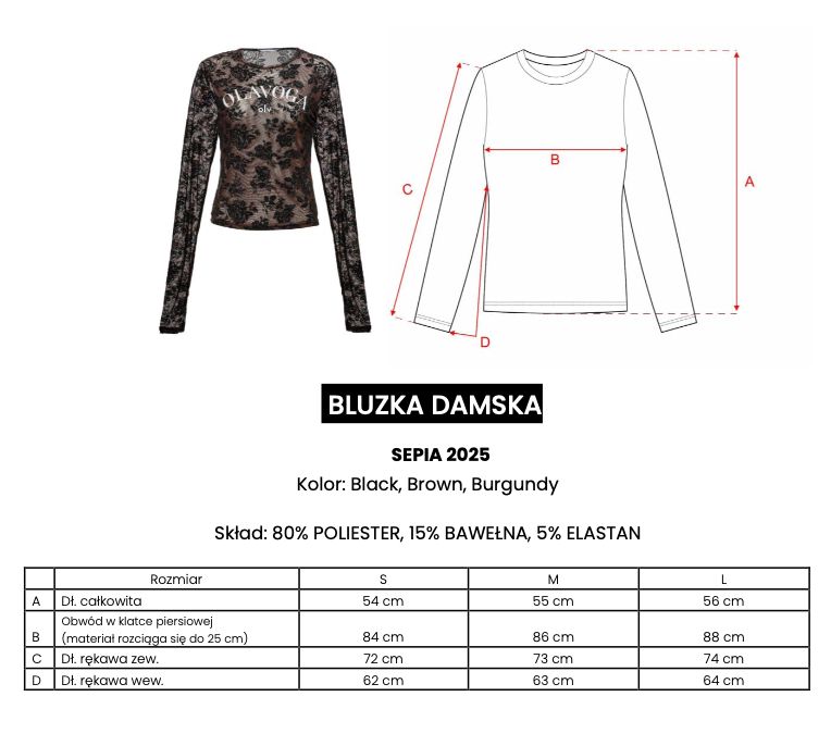 Bluzka damska OLAVOGA SEPIA 2025 burgund