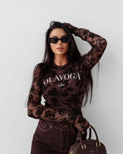 Bluzka damska OLAVOGA SEPIA 2025 brąz - FashionPlace - 1
