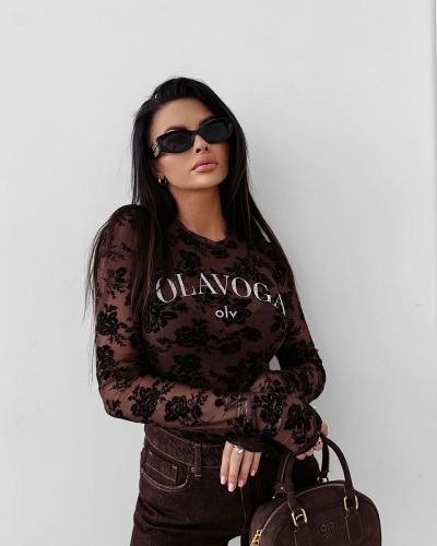 Bluzka damska OLAVOGA SEPIA 2025 brąz - FashionPlace - 3