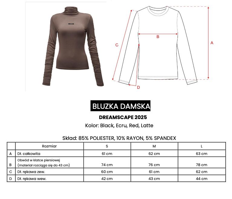 Bluzka damska OLAVOGA DREAMSCAPE 2025 czerwień