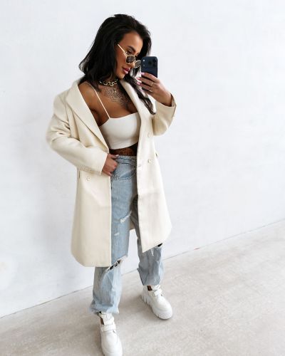 Płaszcz damski OLAVOGA FONAJ 2026 ecru - FashionPlace - 1