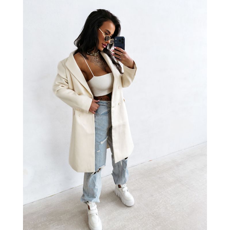 Płaszcz damski OLAVOGA FONAJ 2026 ecru - FashionPlace - 1