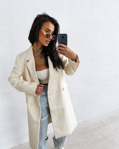 Płaszcz damski OLAVOGA FONAJ 2026 ecru - FashionPlace - 2