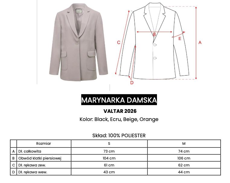 Marynarka damska OLAVOGA VALTAR 2026 pomarańcz