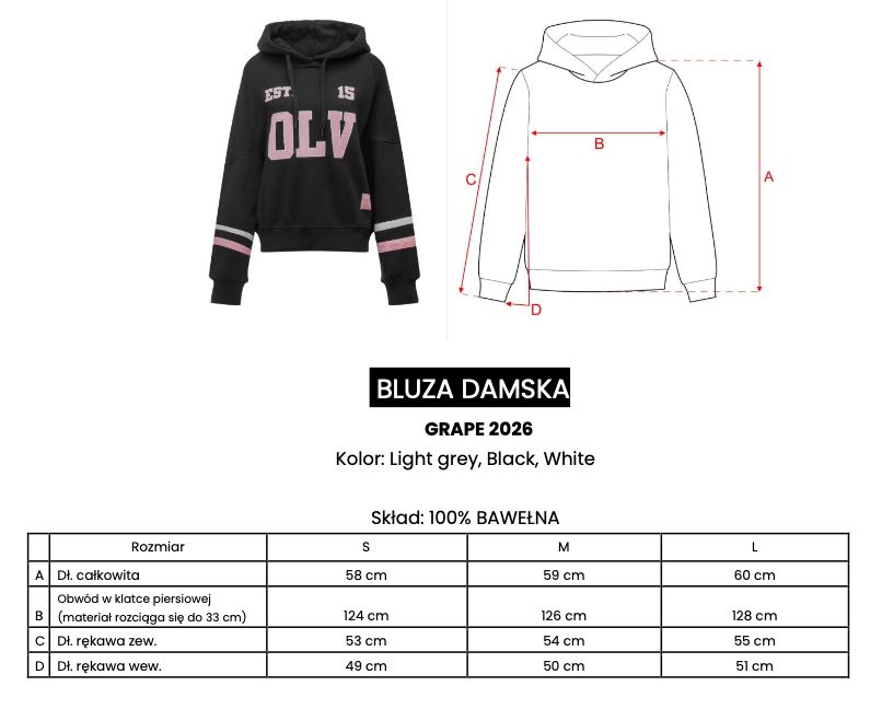 Bluza damska OLAVOGA GRAPE 2026 jasno szara