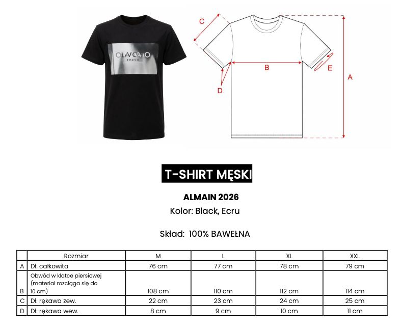 T-shirt męski OLAVOGA ALMAIN 2026 czerń