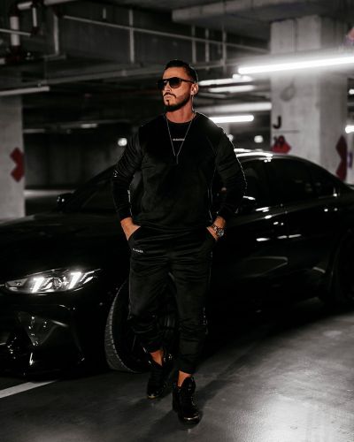 Komplet męski OLAVOGA VELVET ASH MEN 2025 czerń - FashionPlace - 1