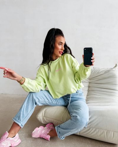 Bluza damska OLAVOGA LUCKY VELVORA 2026 limonkowa - FashionPlace - 4