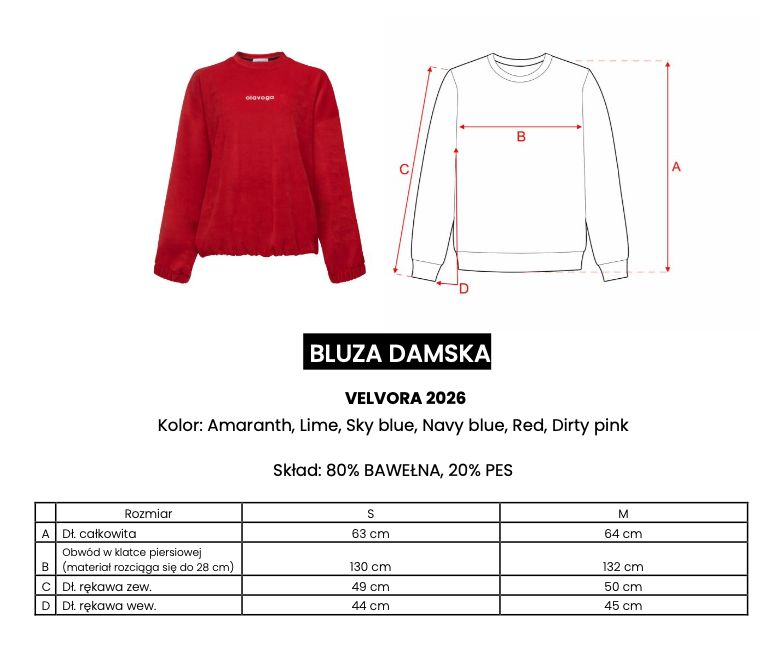 Bluza damska OLAVOGA VELVORA 2026 amarant