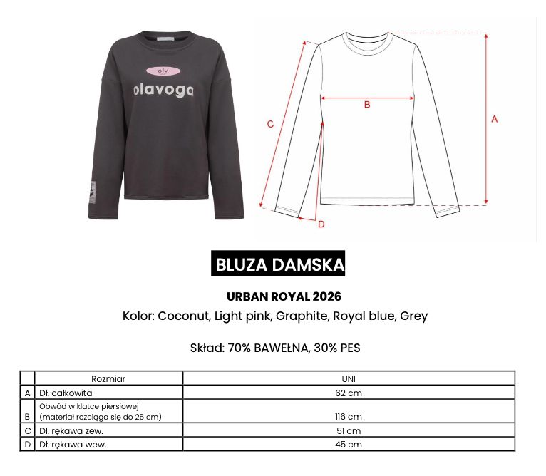 Bluza damska OLAVOGA URBAN ROYAL 2026 grafit