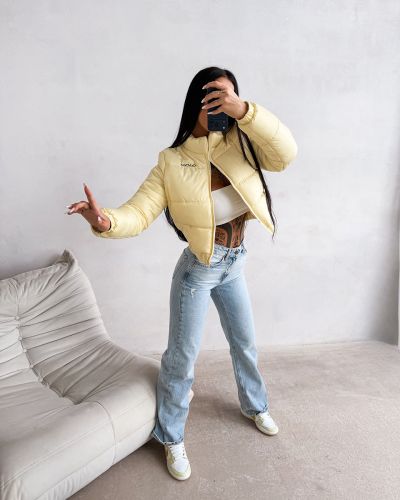 Kurtka damska OLAVOGA PUFFA 2026 żółta - FashionPlace - 1