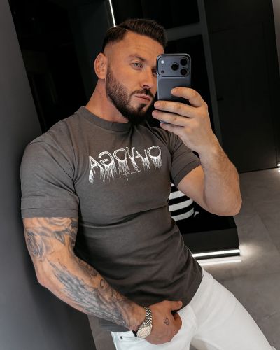 T-shirt męski OLAVOGA CUON 2026 grafit - FashionPlace - 1