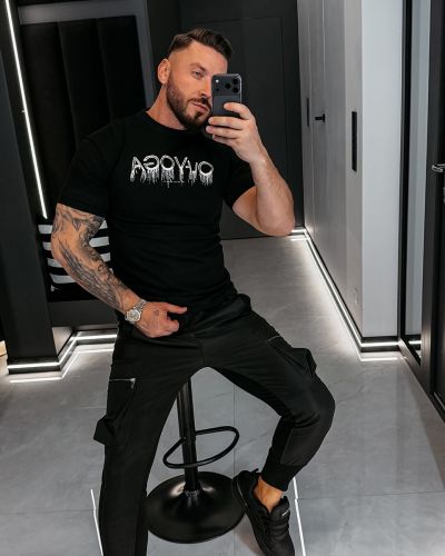 T-shirt męski OLAVOGA CUON 2026 czerń - FashionPlace - 1