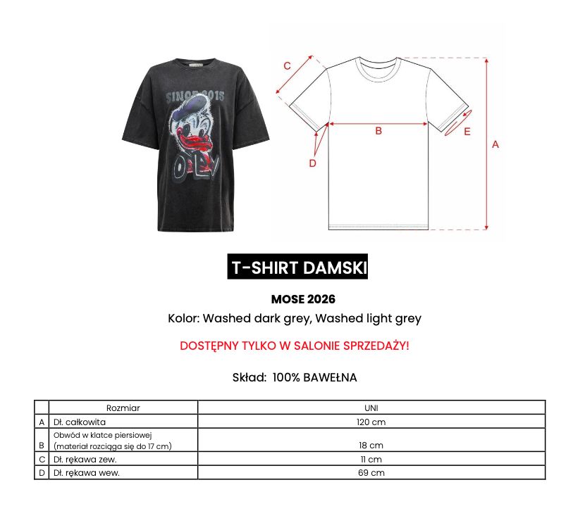 T-shirt damski OLAVOGA MOSE 2026 jasny szary