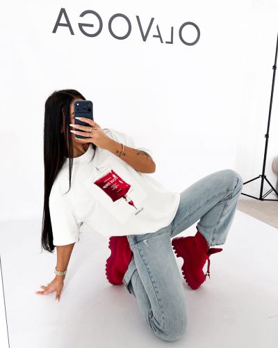 T-shirt damski OLAVOGA LOVERNO 2026 ecru - FashionPlace - 3