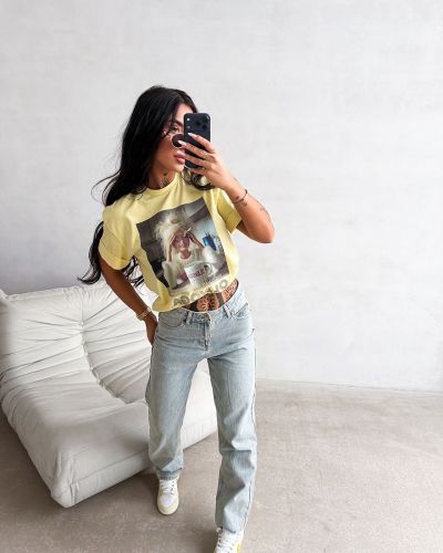 T-shirt damski OLAVOGA EARNED 2026 żółty - FashionPlace - 1