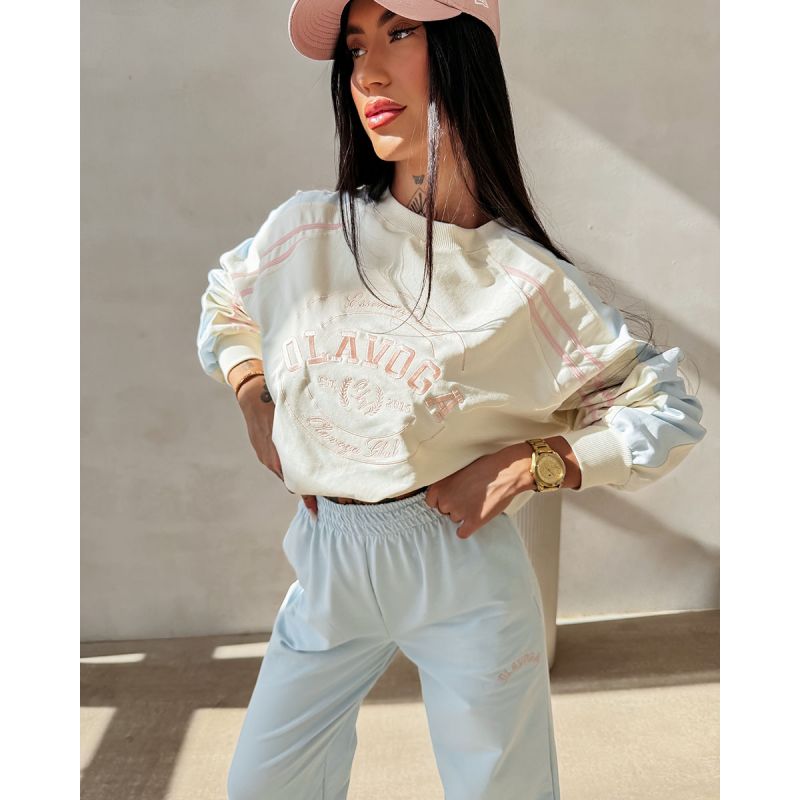 Bluza damska OLAVOGA DELORA 2026 ecru + sky blue - FashionPlace - 1