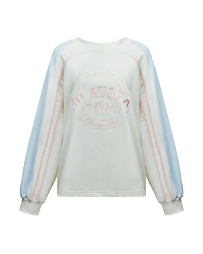 Bluza damska OLAVOGA DELORA 2026 ecru + sky blue - FashionPlace - 4
