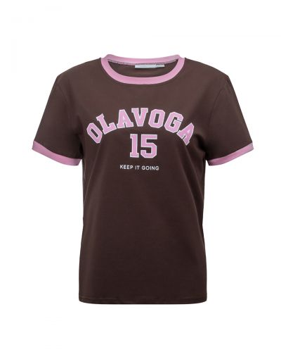 T-shirt damski OLAVOGA ZELVORA 2026 brąz - FashionPlace - 3