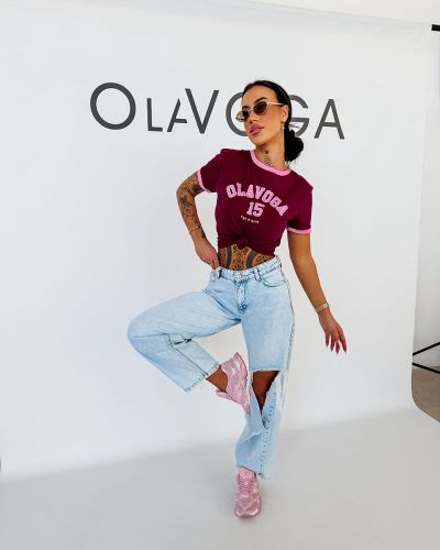 T-shirt damski OLAVOGA ZELVORA 2026 burgund - FashionPlace - 1