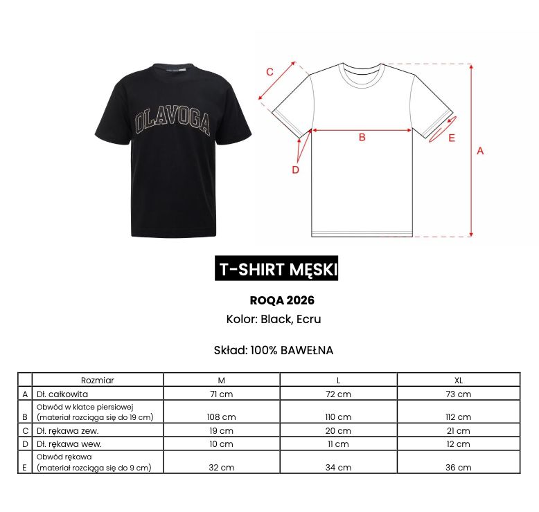 T-shirt męski OLAVOGA ROQA 2026 czerń