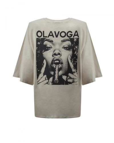 T-shirt damski OLAVOGA FIOAGE 2026 beż - FashionPlace - 6