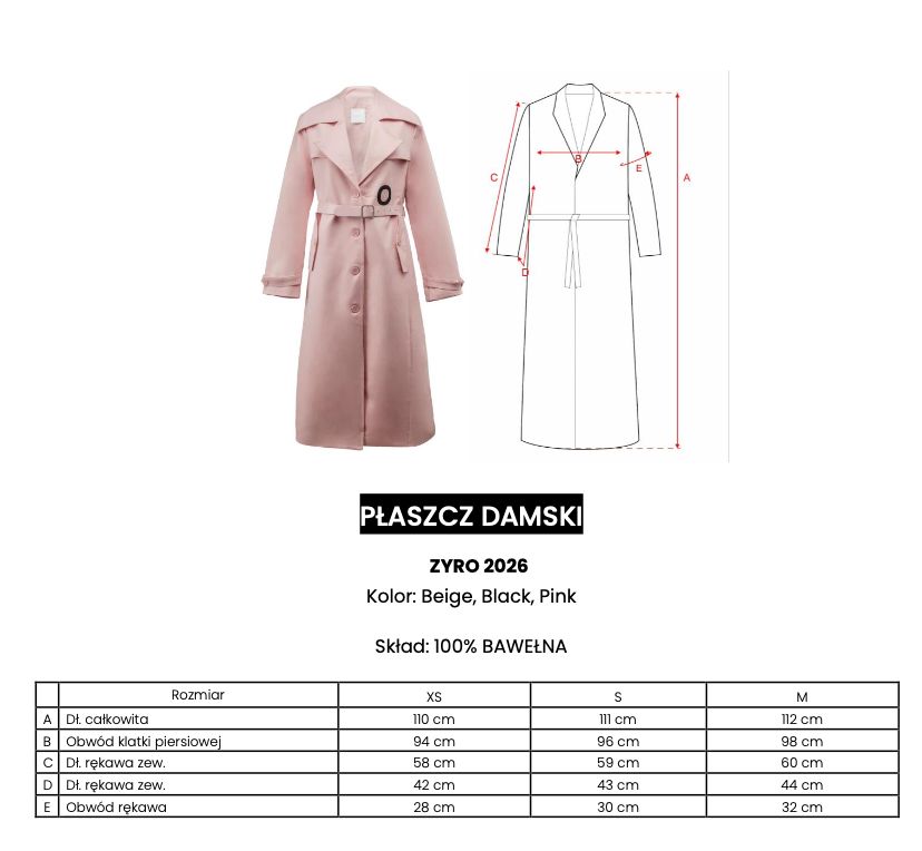 Płaszcz damski OLAVOGA ZYRO 2026 pink