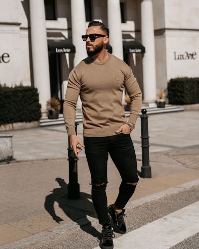 Sweter męski OLAVOGA ALAVOS 2026 brązowy - FashionPlace - 1