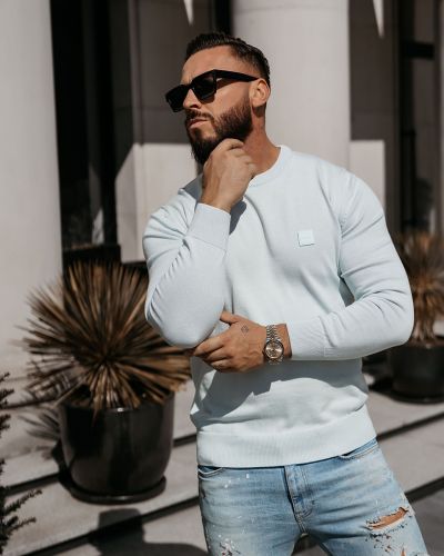 Sweter męski OLAVOGA ALAVOS 2026 niebieski - FashionPlace - 2