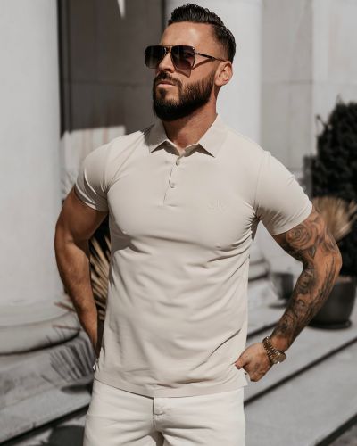 T-shirt męski OLAVOGA ZAIN 2026 beż - FashionPlace - 1