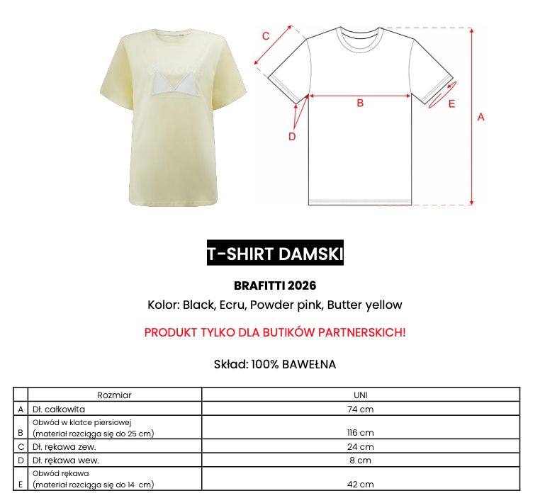 T-shirt damski OLAVOGA BRAFITTI 2026 żółty