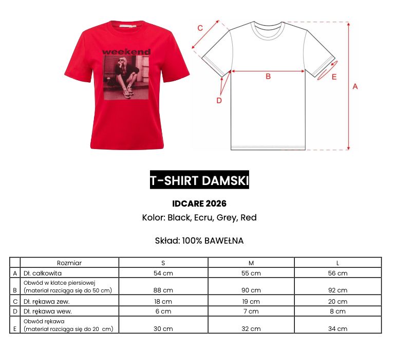 T-shirt damski OLAVOGA IDCARE 2026 czerwień