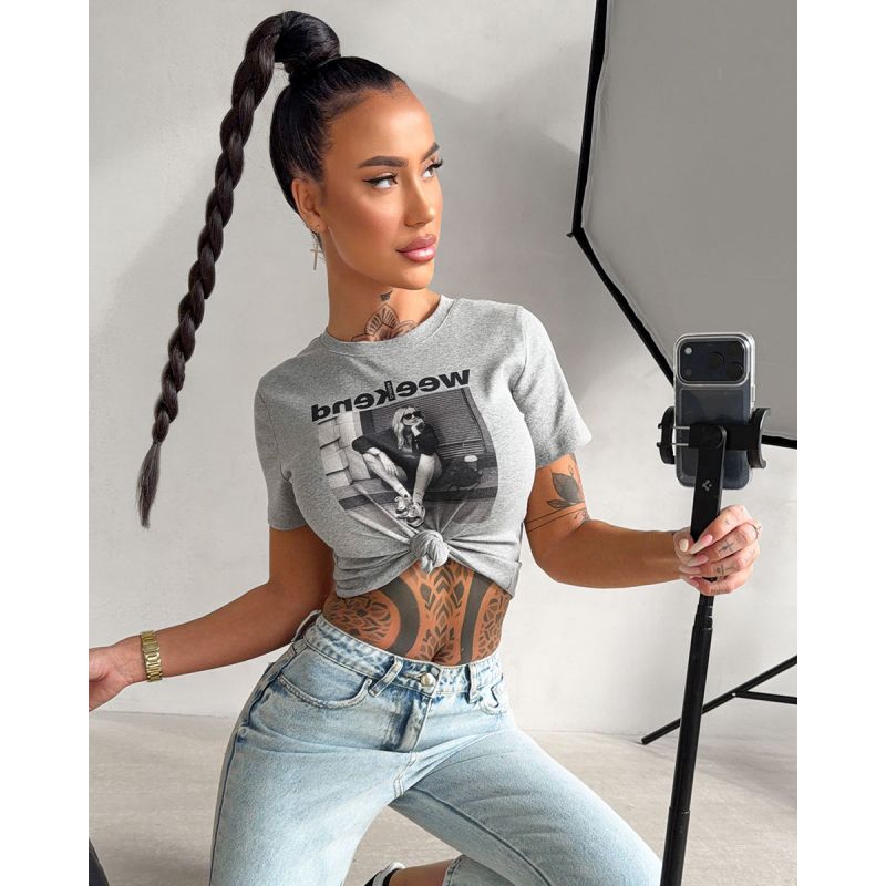 T-shirt damski OLAVOGA IDCARE 2026 szary - FashionPlace - 1