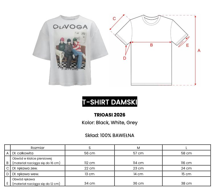T-shirt damski OLAVOGA TRIOASI 2026 biały