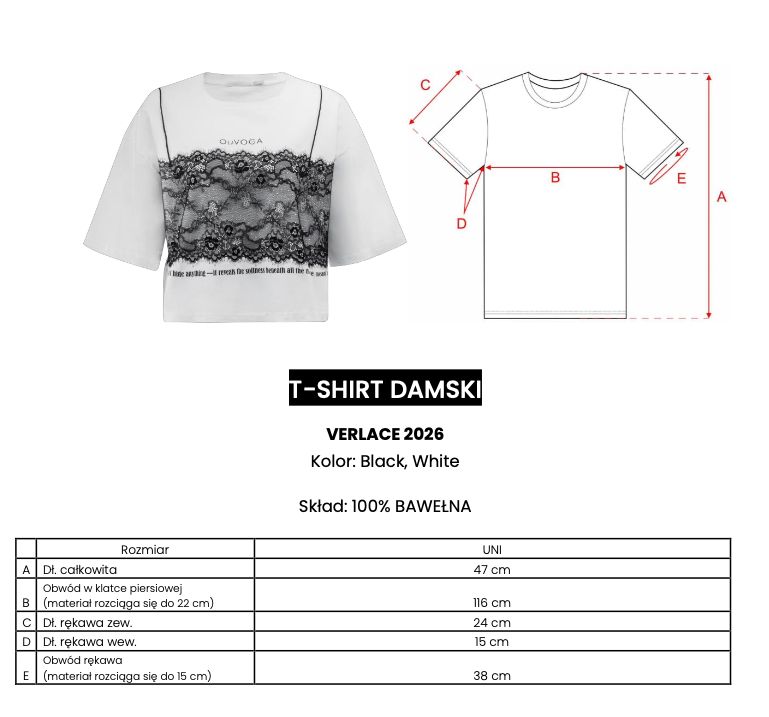 T-shirt damski OLAVOGA VERLACE 2026 biel
