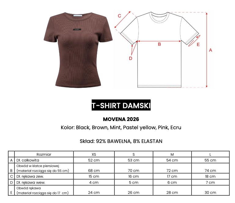 T-shirt damski OLAVOGA MOVENA 2026 brąz