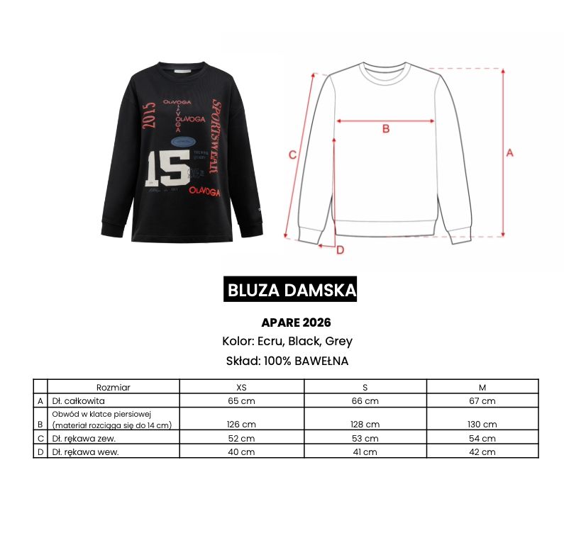 Bluza damska OLAVOGA APARE 2026 szara