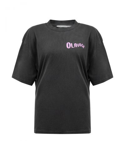 T-shirt damski OLAVOGA BABE 2026 ciemny szary - FashionPlace - 4