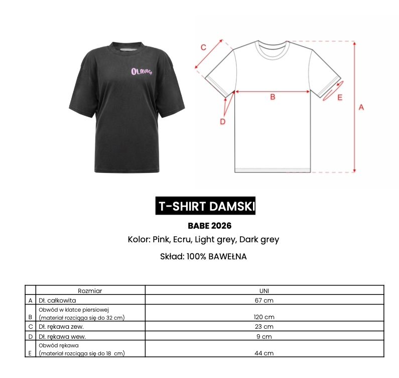 T-shirt damski OLAVOGA BABE 2026 róż