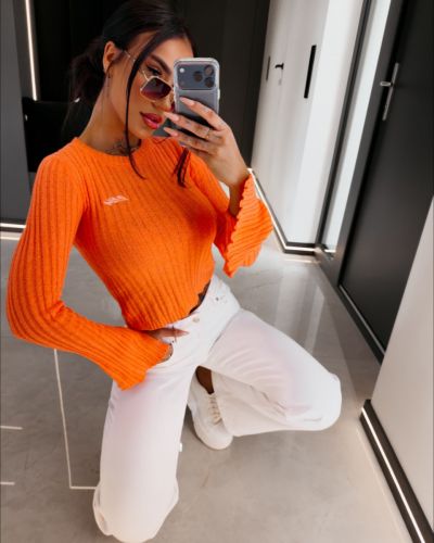 Sweter damski OLAVOGA ZIRRA 2026 pomarańcz - FashionPlace - 1