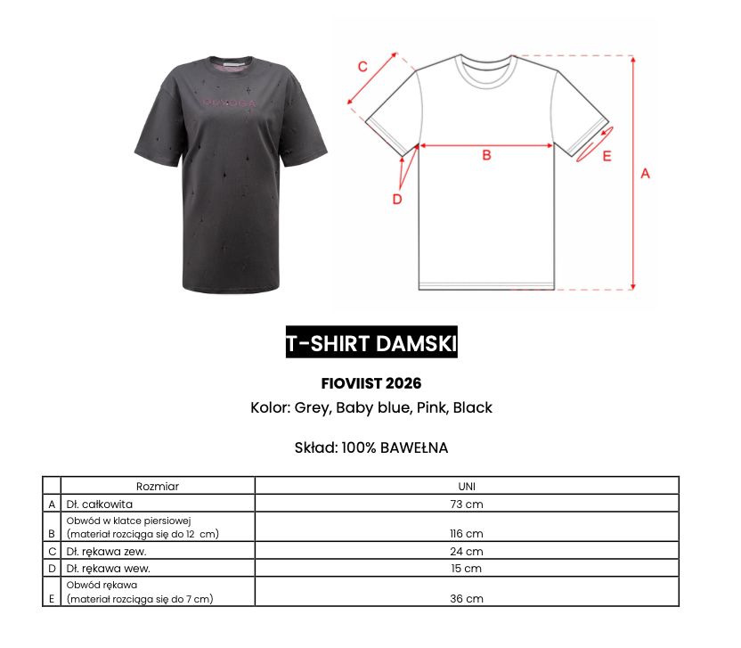 T-shirt damski OLAVOGA FIOVIIST 2026 szary