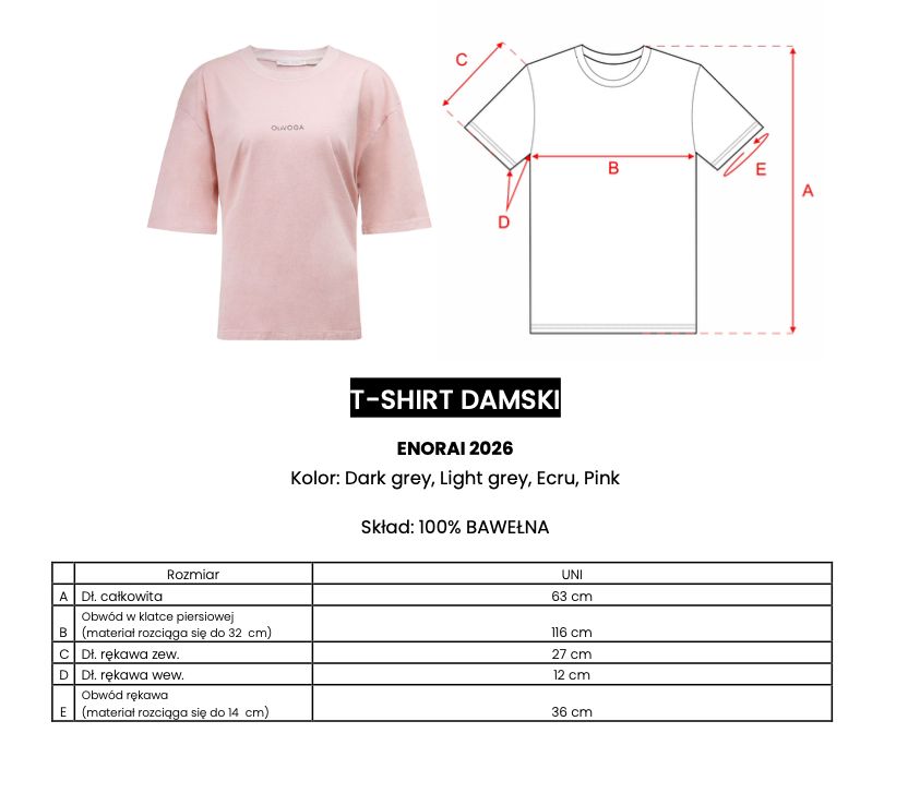 T-shirt damski OLAVOGA ENORAI 2026 jasno szary