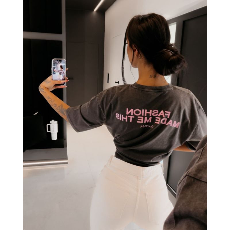 T-shirt damski OLAVOGA ENORAI 2026 ciemno szary - FashionPlace - 1