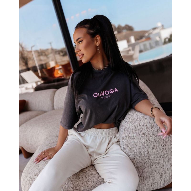 T-shirt damski OLAVOGA TAIST 2026 ciemny szary - FashionPlace - 1
